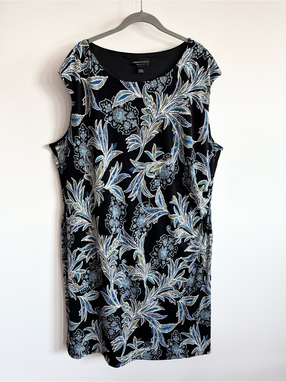 Connected Apparel Embroidered Gathered Sheath Dress 24W